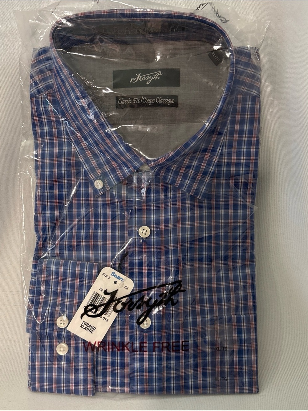Forsyth of Canada Vintage Classic Fit Blue Plaid Men's Dress Shirt